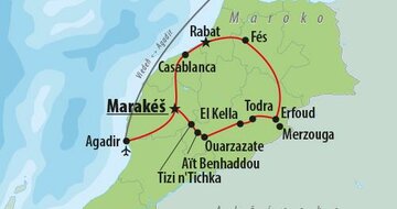 CK Turancar, Letecký poznávací zájazd, Maroko, mapa