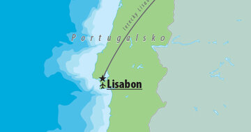 CK Turancar, Letecký poznávací zájazd, Portugalsko, Lisabon, mapa