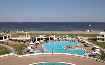 Hotel  Apollo Blue - výhľad na bazény a more - letecký zájazd CK Turancar - Faliraki, Rodos Hotel  Apollo Blue - výhľad na bazény a more - letecký zájazd CK Turancar - Faliraki, Rodos