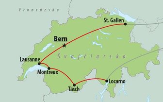 CK Turancar, autobusový poznávací zájazd, Švajčiarsky okruh, mapa
