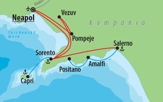 CK Turancar, Letecký poznávací zájazd, Kampánia a čarovný ostrov Capri, mapa CK Turancar, Letecký poznávací zájazd, Kampánia a čarovný ostrov Capri, mapa