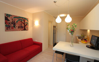 dom EDEN v BIBIONE, obývacia miestnosť v bilocale typ B, dovolenka s CK TURANCAR