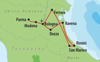Poznávacie zájazdy CK Turancar, Taliansko na tanieri, mapa Poznávacie zájazdy CK Turancar, Taliansko na tanieri, mapa