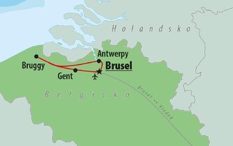 Letecké poznávacie zájazdy CK Turancar, Belgické klenoty, mapka