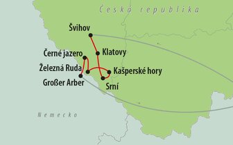 Autobusové poznávacie zájazdy CK Turancar, Česká Republika, Šumava a Bavorský les, mapa