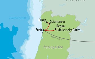 CK Turancar, Letecký poznávací zájazd,Porto plnými dúškami, mapka CK Turancar, Letecký poznávací zájazd,Porto plnými dúškami, mapka