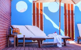 Lino Mare Boutique Hotel - terasa na sĺnenie - letecký zájazd CK Turancar - Kréta, Amoudara