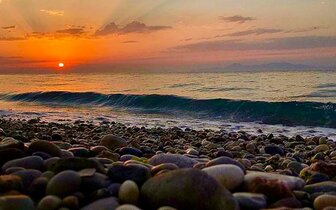 Hotel D´Andrea Mare beach - západ slnka - letecký zájazd CK Turancar - Ialyssos, Rodos