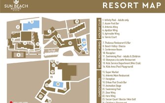 Hotel Sun Beach Resort - mapka rezortu - letecký zájazd CK Turancar - Ialyssos, Rodos