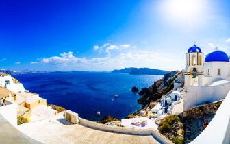 Santorini - pohľad na kalderu - letecký poznávací zájazd CK TURANCAR