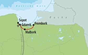 CK Turancar, letecký poznávací zájazd, Poľsko - baltské pobrežie, Gdansk, mapka