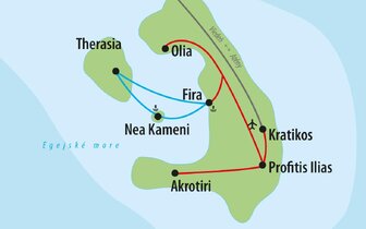 CK Turancar, Letecký poznávací zájazd, Santorini - perla kykladských ostrovov, mapka