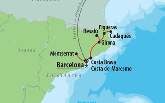 CK Turancar, Letecké poznávacie zájazdy, Španielsko, Slnečné Katalánsko a Barcelona, mapa CK Turancar, Letecké poznávacie zájazdy, Španielsko, Slnečné Katalánsko a Barcelona, mapa