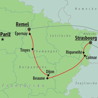CK Turancar, autobusový poznávací zájazd, Francúzska vínna cesta, mapa