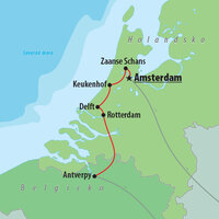 Autobusový poznávací zájazd Kvetinové Holandsko a Belgicko, mapa