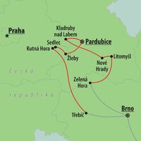 CK Turancar, autobusový poznávací zájazd, Česká Republika, České pamiatky UNESCO, mapa