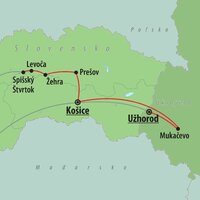 Mapa Slovensko - Skvosty východného Slovenska -  Autobusový poznávací zájazd CK Turancar