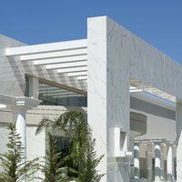 Hotel Mythos Palace Resort-hlavný vchod-letecký zájazd CK Turancar-Kréta-Georgioupolis Kournas