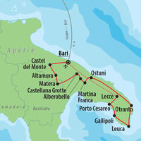 CK Turancar, letecký poznávací zájazd, Apúlia, mapa