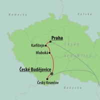CK Turancar, autobusový poznávací zájazd, Česká republika, Praha, hrady a zámky v Čechách, mapka