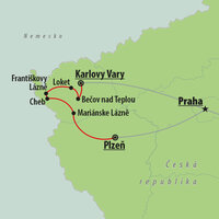 CK Turancar, autobusový poznávací zájazd, Zlatý český trojuholník, mapa