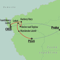 CK Turancar, autobusový poznávací zájazd, Zlatý český trojuholník,mapa