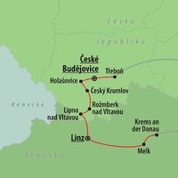 CK Turancar, autobusový poznávací zájazd, Česko a Rakúsko, Český Krumlov - mapka