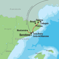 CK Turancar, Letecké poznávacie zájazdy, Španielsko, Katalánsko, mapa