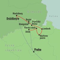 CK Turancar, autobusový poznávací zájazd, Česko a Nemecko - rozprávkové putovanie, mapka