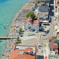 Paralia-Olympic beach-panoráma- autobusová doprava CK Turancar(Olympic Beach, Olympská riivéra)