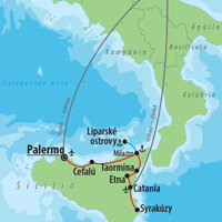 CK Turancar, Letecký poznávací zájazd, Sicília, mapa