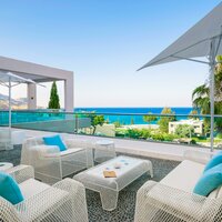 Grécko - Rodos - Hotel Porto Angeli - terasa s výhľadom na more