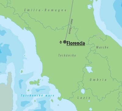 CK Turancar, Letecký poznávací zájazd, Taliansko, Florencia, mapa