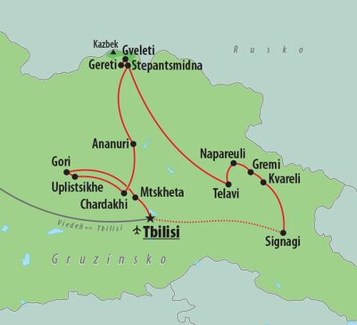 CK Turancar, Letecký poznávací zájazd, Gruzínsko, mapa