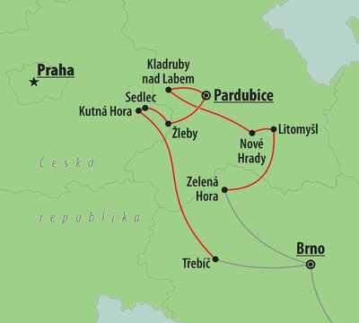 CK Turancar, autobusový poznávací zájazd, Česká Republika, České pamiatky UNESCO, mapa