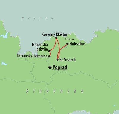 Mapa, Vysoké Tatry a severný Spiš na mape - Autobusový poznávací zájazd CKTurancar