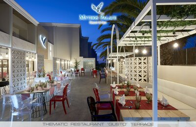 Hotel Mythos Palace Resort - reštaurácia - letecký zájazd CK Turancar - Kréta, Georgioupolis Kournas