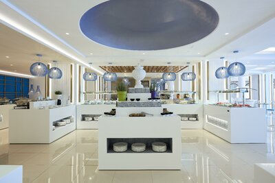 Hotel Mythos Palace Resort-reštaurácia-letecký zájazd CK Turancar-Kréta-Georgioupolis Kournas
