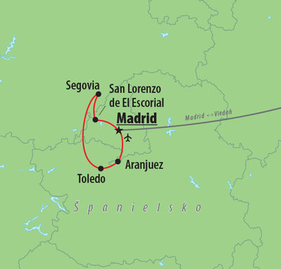 CK Turancar, Letecký poznávací zájazd, Španielsko, To najkrajšie z Madridu a okolia let, mapa