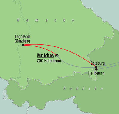 Autobusový poznávací zájazd Nemecko ZOO Hellabrunn, mapa