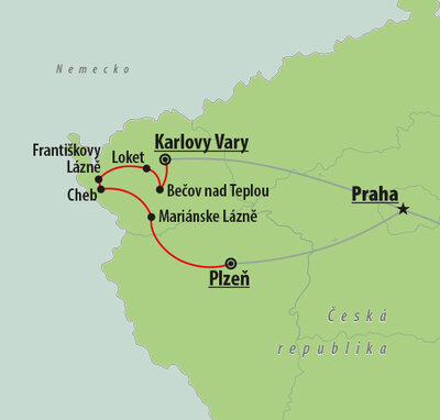 CK Turancar, autobusový poznávací zájazd, Zlatý český trojuholník, mapa