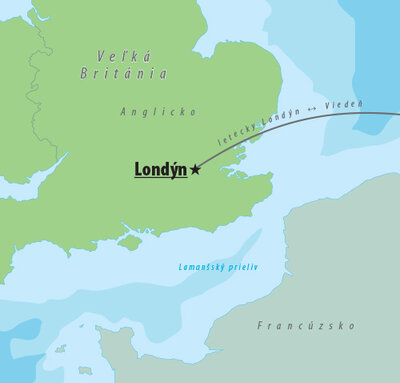 CK Turancar, Letecký poznávací zájazd,  Veľká Británia, Londýn, mapa