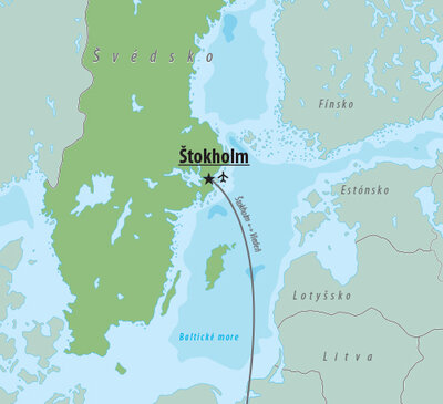 CK Turancar, Letecký poznávací zájazd, Švédsko, Štokholm, mapa