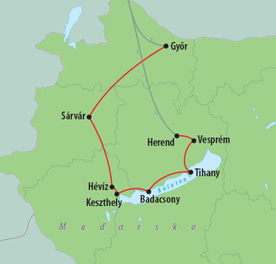 CK Turancar, autobusový poznávací zájazd, Maďarsko - krajina kúpeľov a vína, mapa