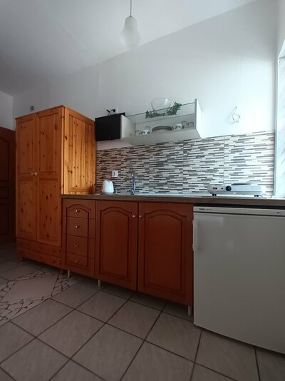 Apartmány Stella - kuchynka - autobusová doprava CK Turan(Olympic Beach, Olympská riviéra)