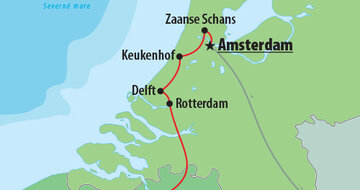 Autobusový poznávací zájazd Kvetinové Holandsko a Belgicko, mapa