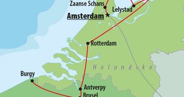 CK Turancar, autobusový poznávací zájazd Holandsko a Belgicko, mapa