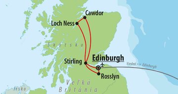 CK Turancar, letecký poznávací zájazd, Tajomstvá Škótska a jazera Loch Ness, mapa
