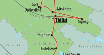 CK Turancar, Letecký poznávací zájazd, Gruzínsko a Arménsko, mapa