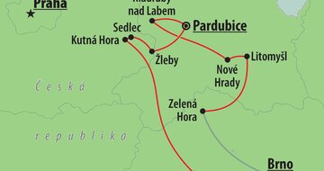 CK Turancar, autobusový poznávací zájazd, Česká republika, České pamiatky UNESCO - mapka
